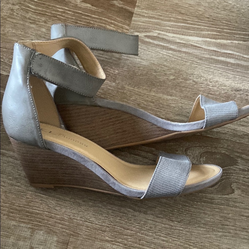CL by Laundry Gray Wedge Sandals with Ankle Strap